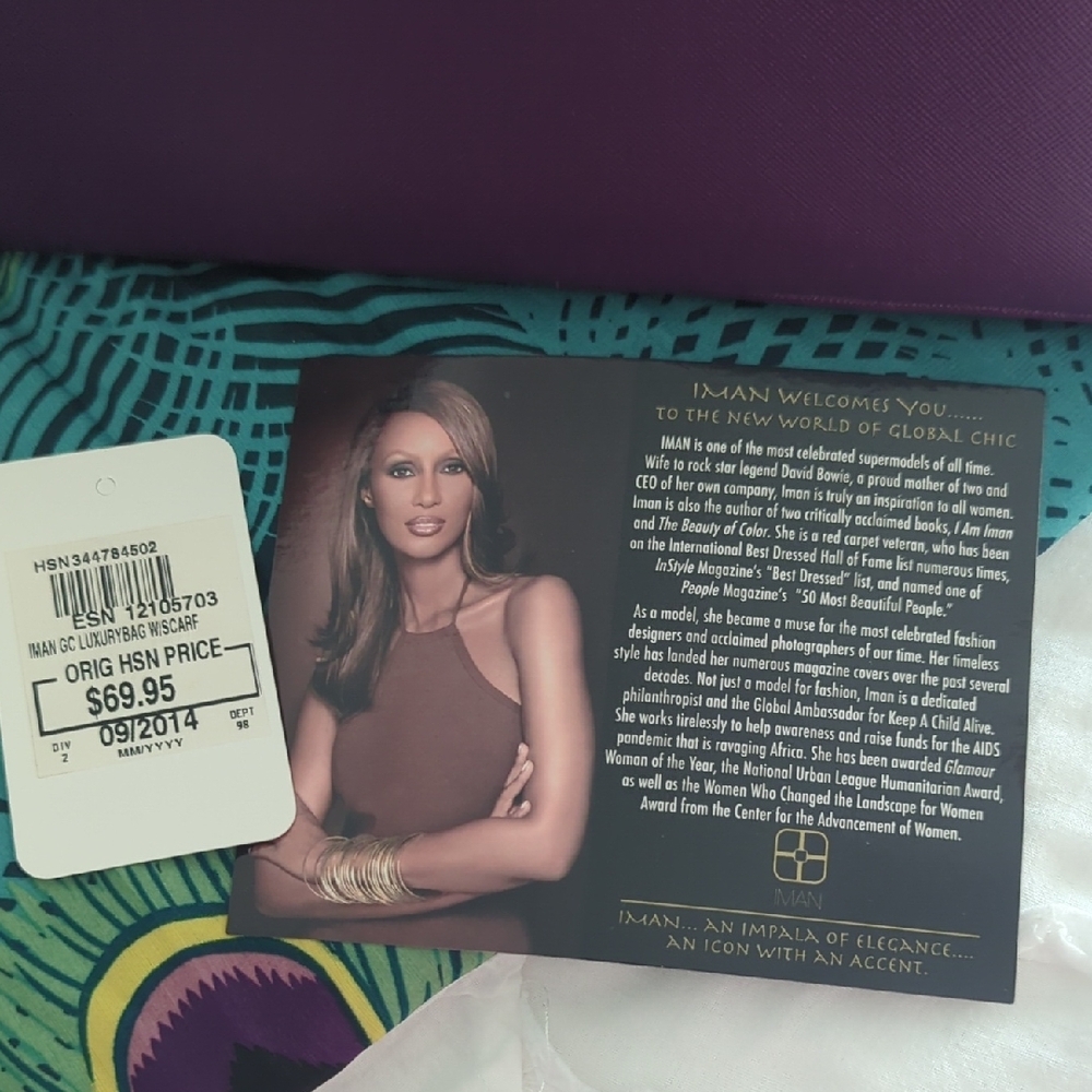 IMAN Rich Purple Tote with Gold Accents - Picture 9 of 10